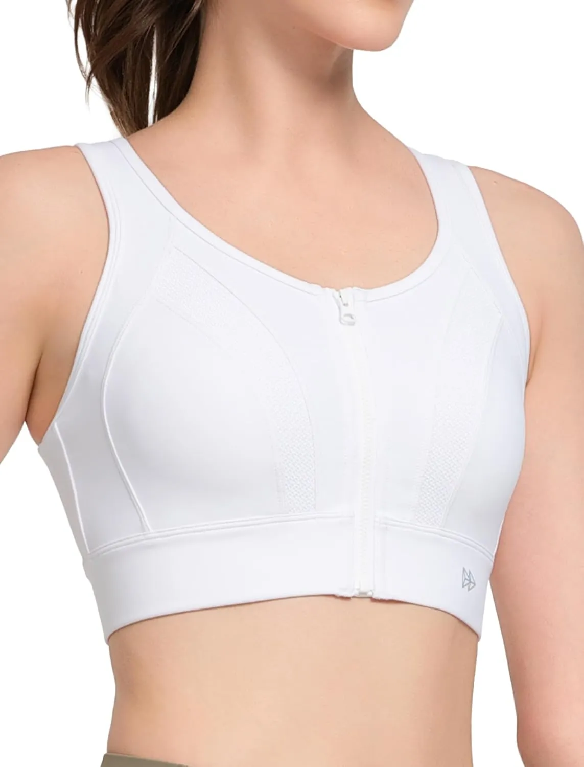 Yvette Zip Front Sports Bras for Women High Impact Supportive Large Bust Bras for Running
