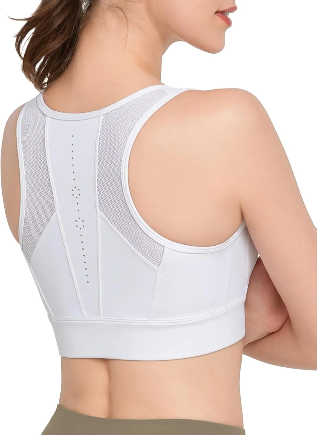 Yvette Zip Front Sports Bras for Women High Impact Supportive Large Bust Bras for Running