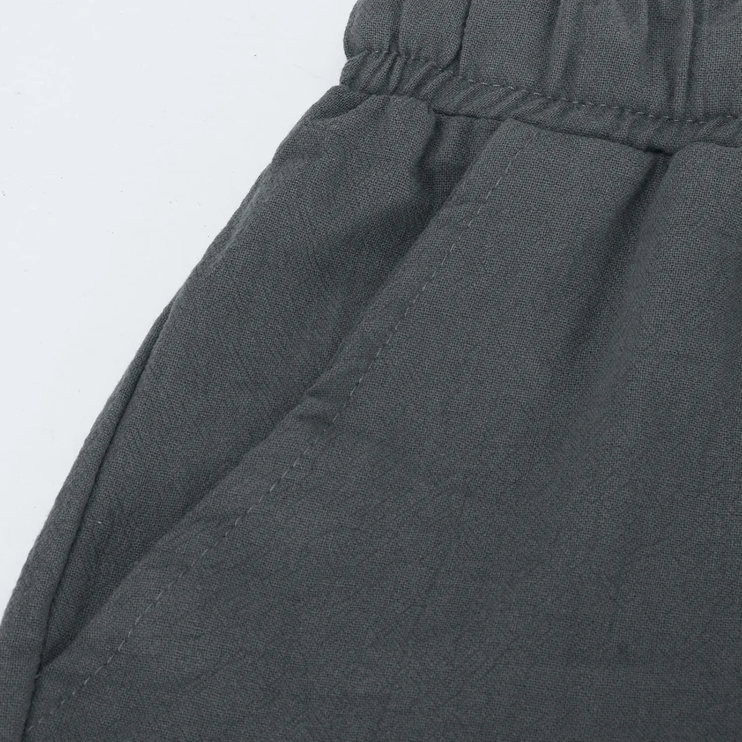 Zeiyignr Mens Shorts Casual Cotton Linen Drawstring Elastic Waist Athletic Shorts with Pockets Summer Loose Beach Short Pants