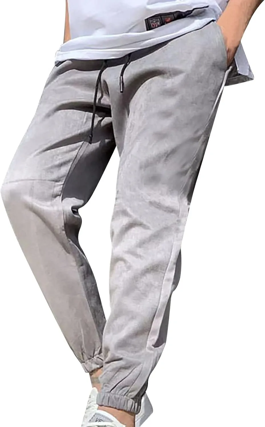 ZYXTIM Mens Fashion Tapered Pants Elastic Waist Slim Fitted Casual Chino Pants Cotton Stretch Workout Straight Leg Pants
